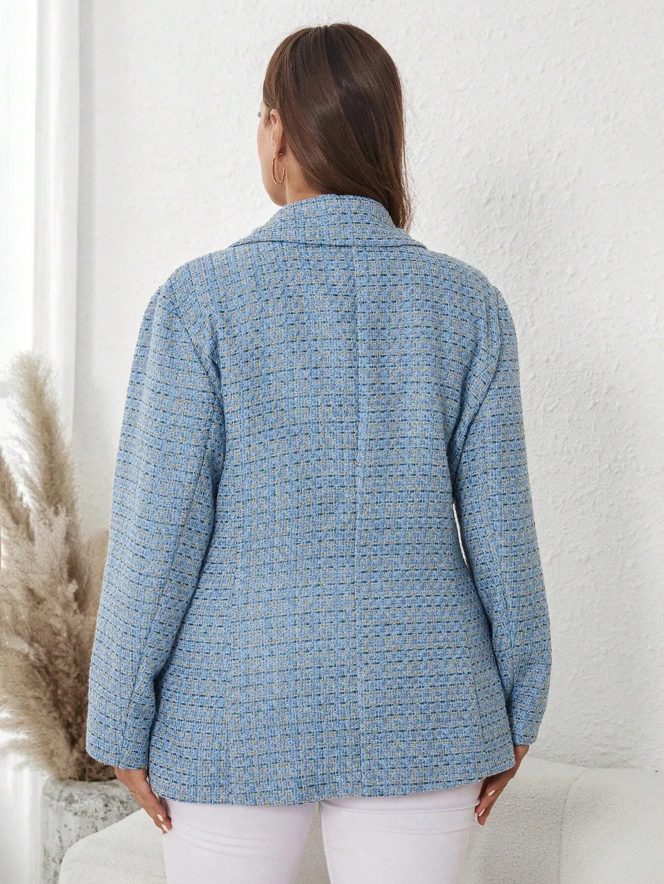 Blazer Alongado Xadrez Plus Size - Giorgia