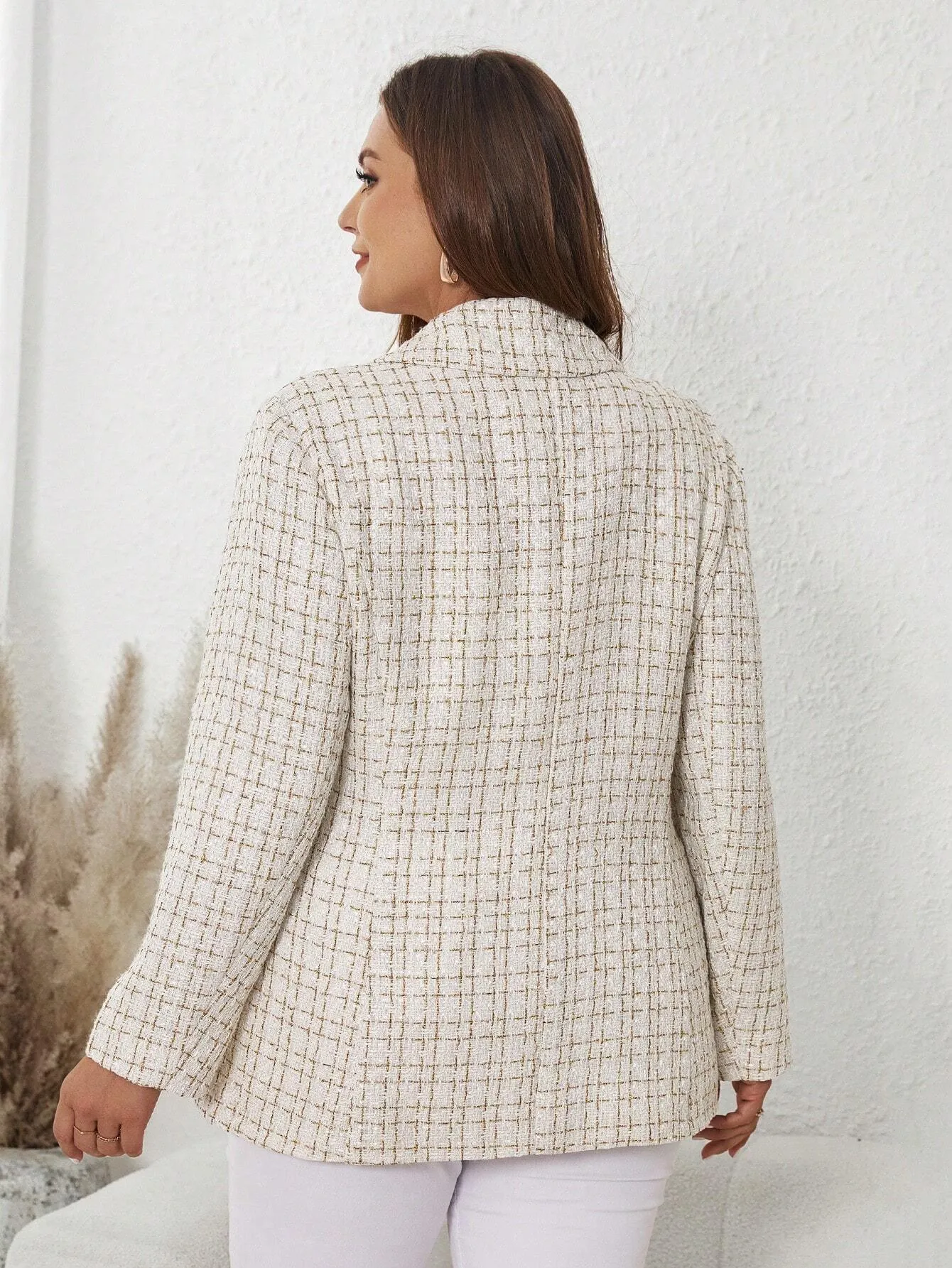 Blazer Alongado Xadrez Plus Size - Giorgia
