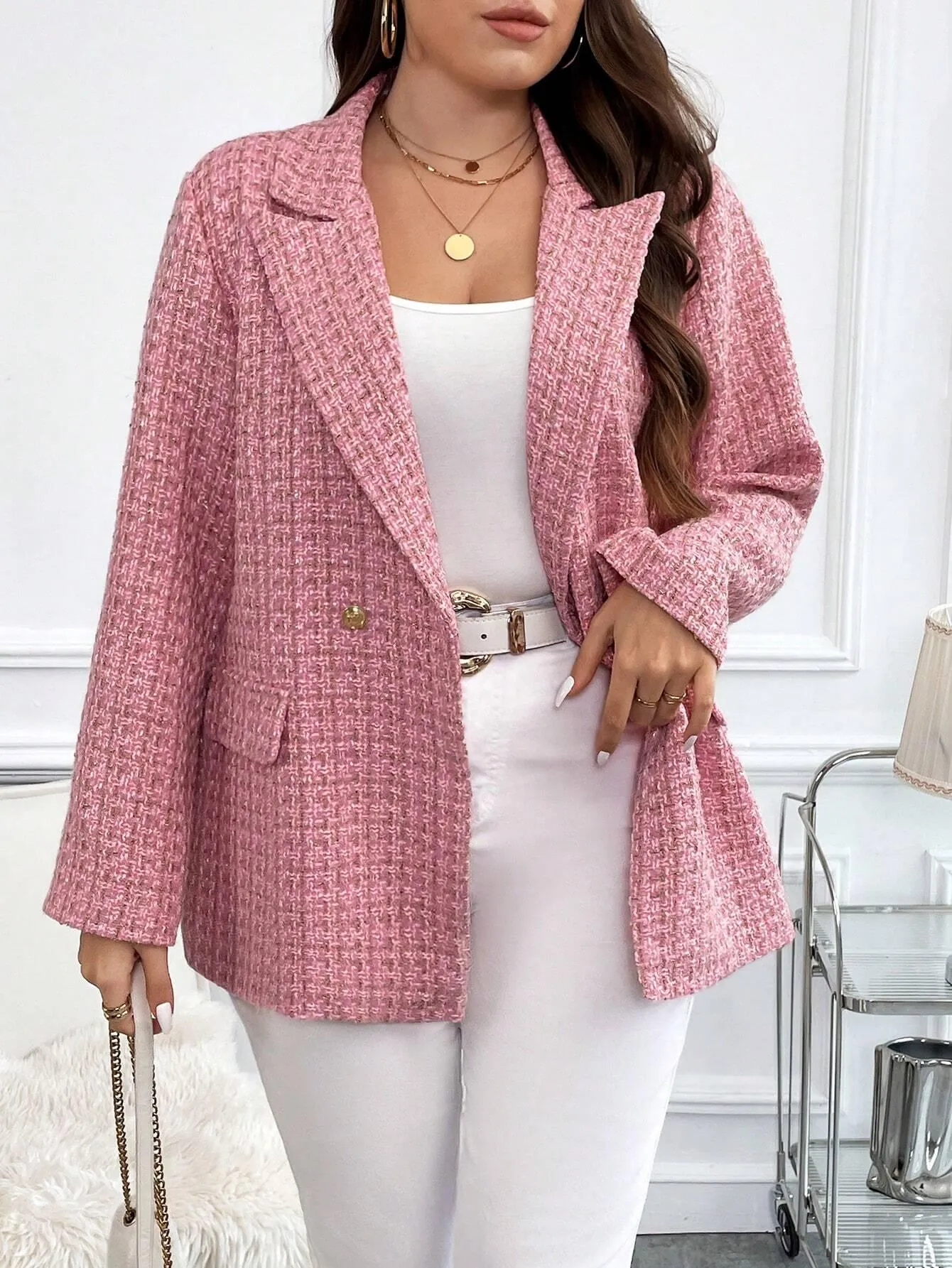 Blazer Alongado Xadrez Plus Size - Giorgia