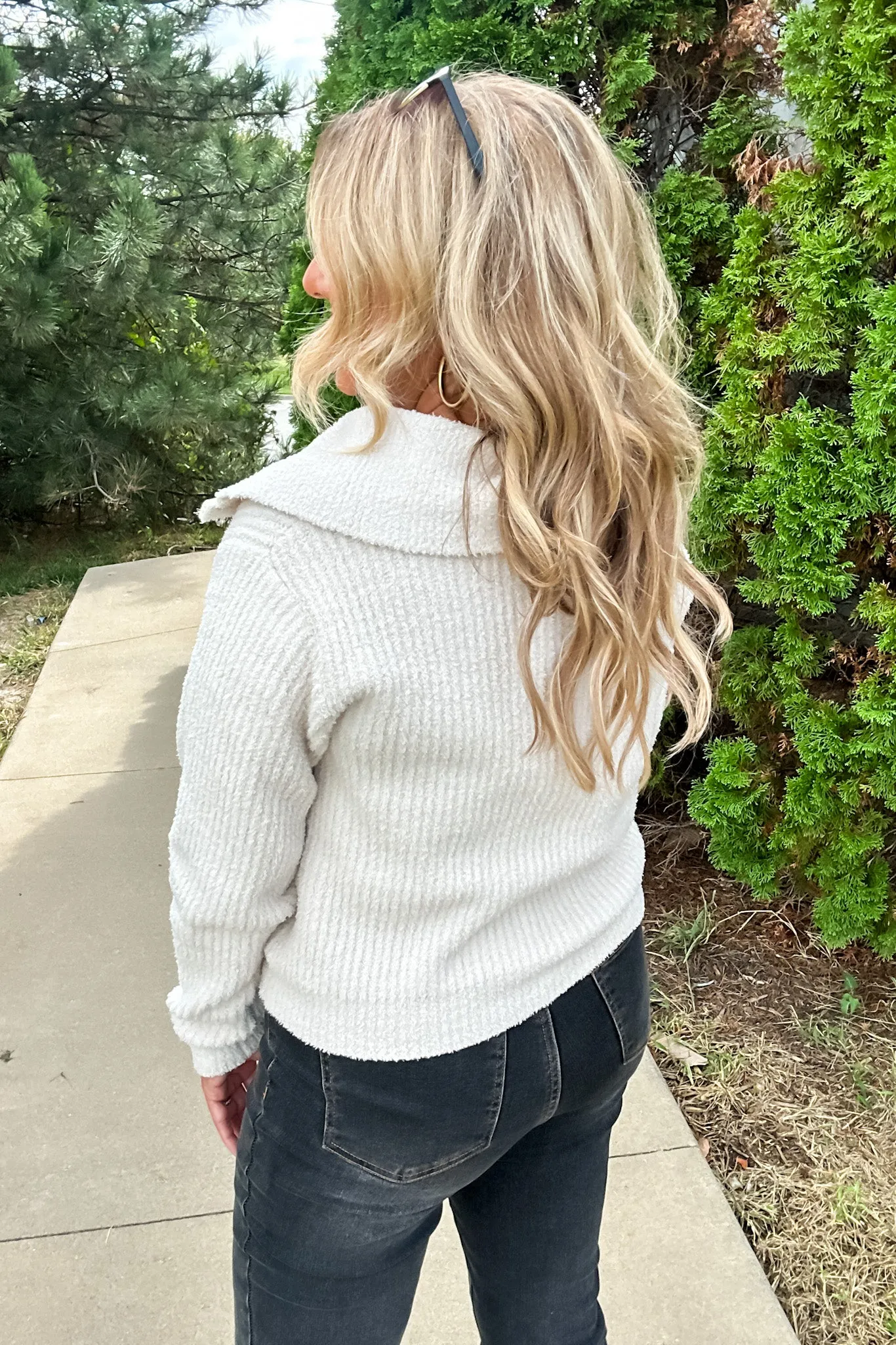 Cozy Up To You Plush Half Zip Pullover : Vanilla lol