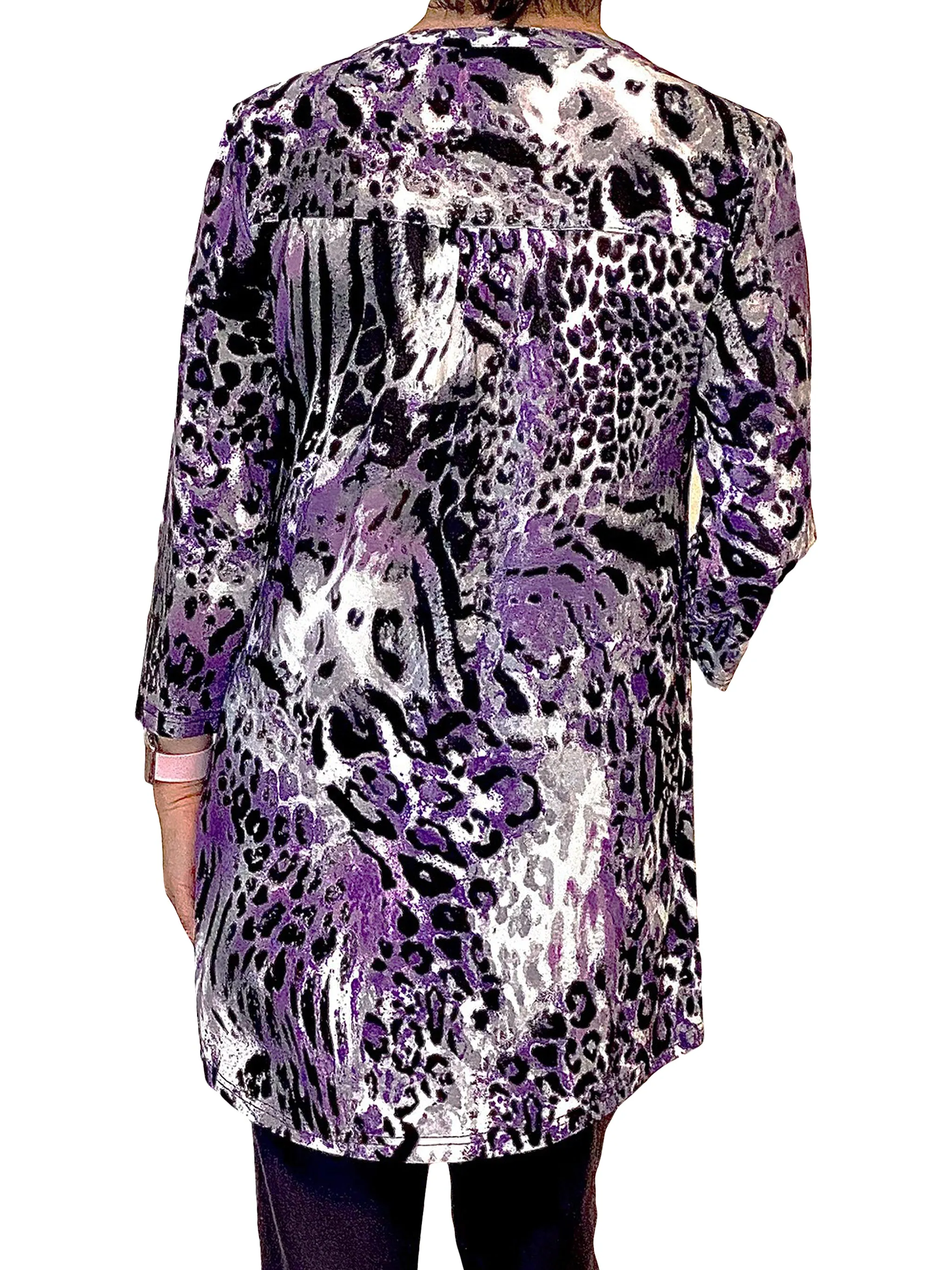 La Cera Pleat Front Animal Printed Tunic