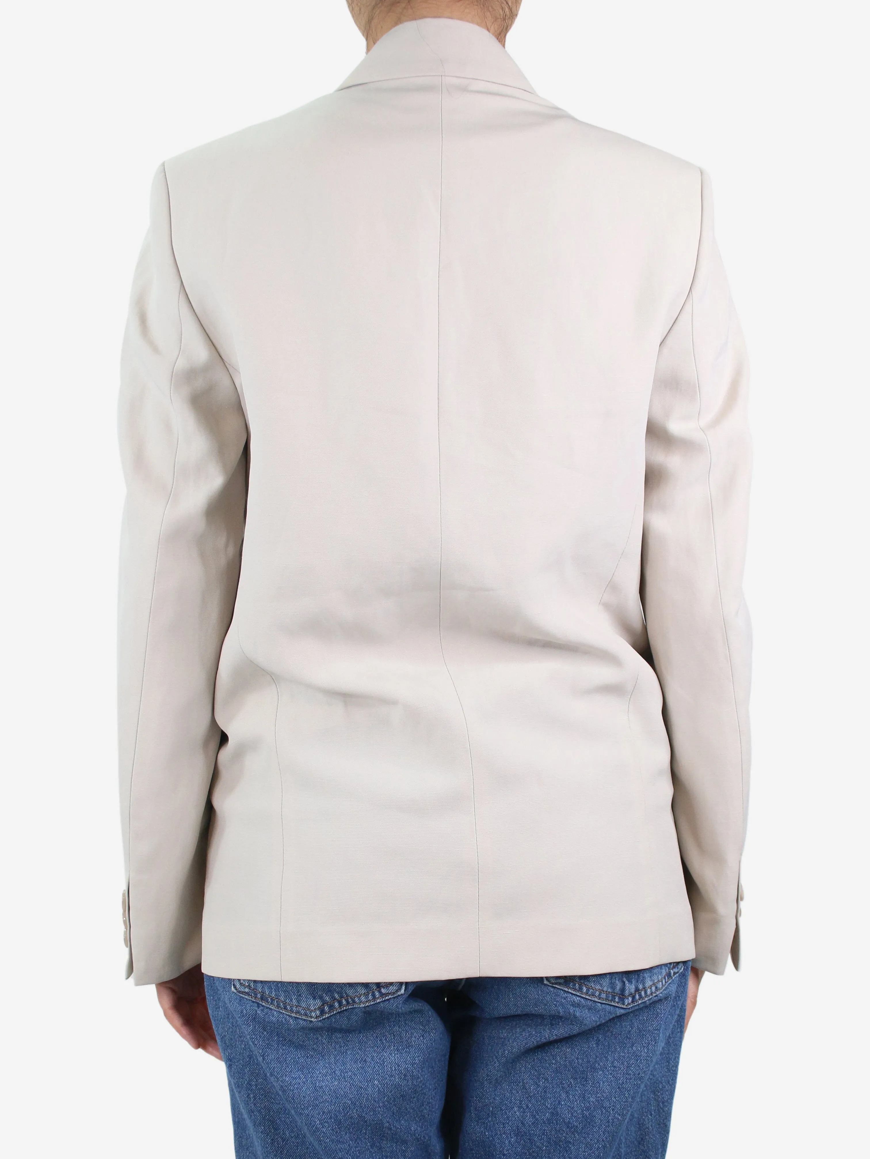 Neutral double-breasted blazer - size UK 10