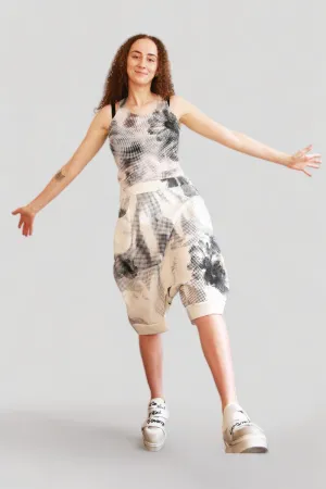 RUNDHOLZ DIP BLACK ROSE IMPRINT MESH SINGLET TUNIC